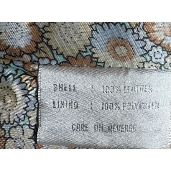 Colebrook Womens L Brown Floral Lined Full Zip 100% Leather Suede Jacket Boho - Picture 14 of 14